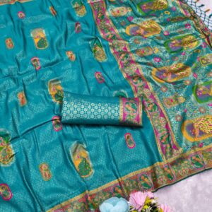 TISSUE SILK SAREE WITH BEAUTIFUL PEACOCK